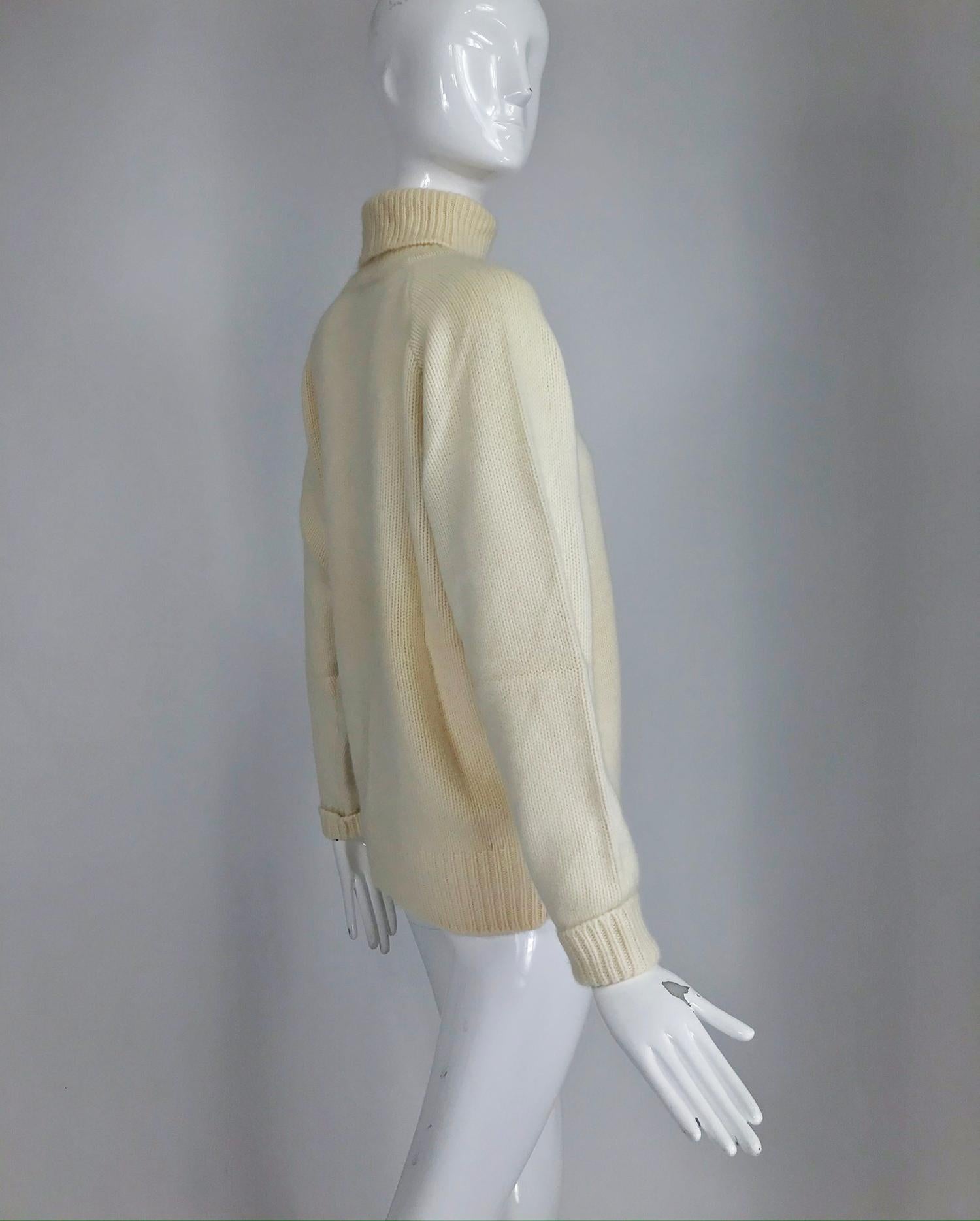 Zoran Off White Chunky Cashmere Turtleneck Sweater 1990s at 1stDibs ...