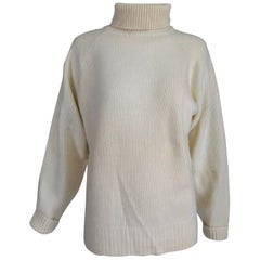 Zoran Off White Chunky Cashmere Turtleneck Sweater 1990s