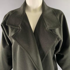 ZORAN Size M Green Olive Wool Angora Wide Notch Collar Cardigan