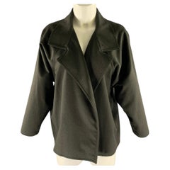 ZORAN Size M Green Olive Wool Angora Wide Notch Collar Cardigan
