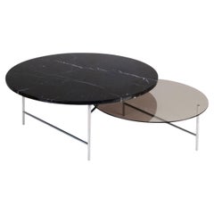 Zorro Coffee Table Black Marble Tops Polished Steel Leg By La Chance