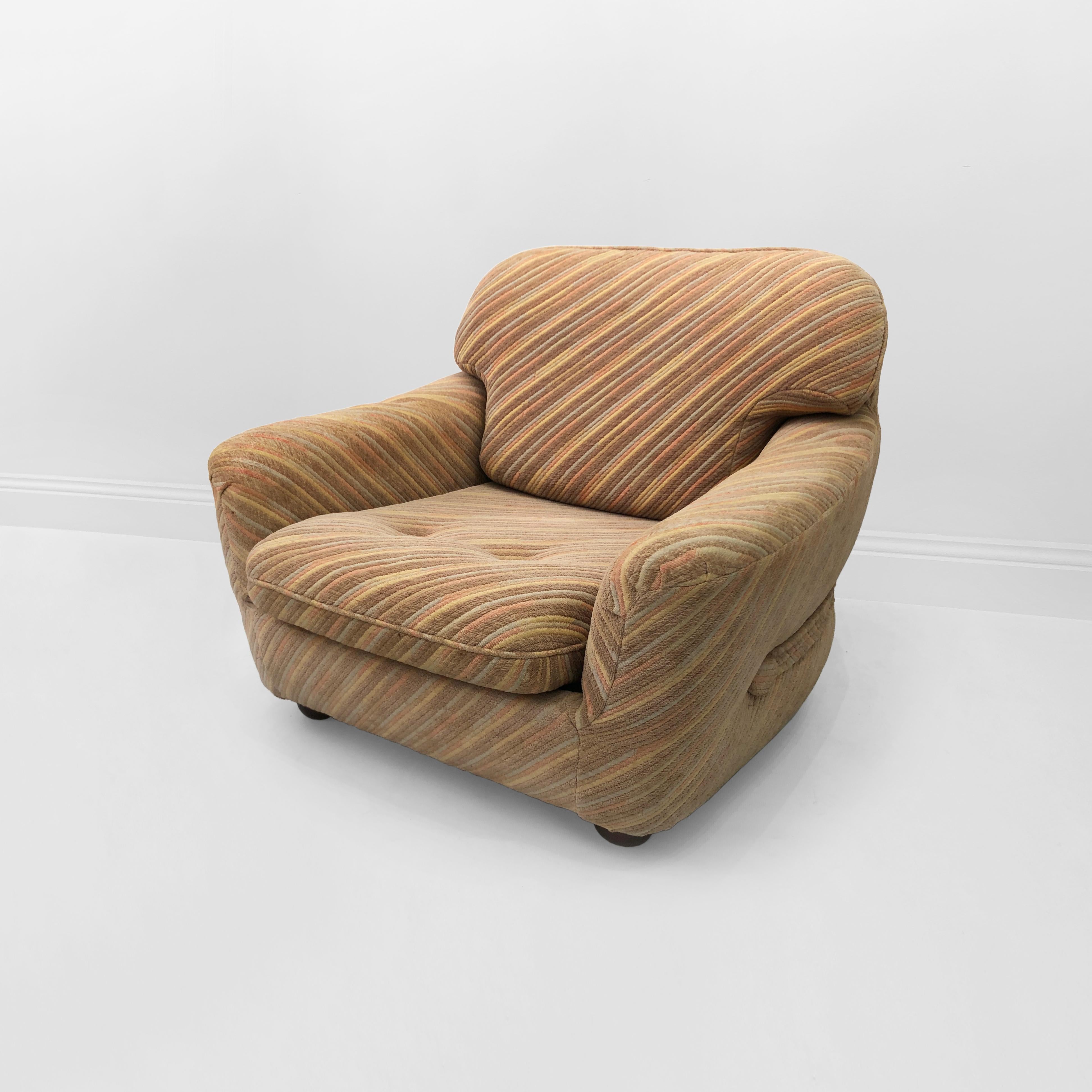 Wood Zorzi Italian Pastel Lounge Armchair 1970s Adriano Piazzesi Scarpa Style For Sale