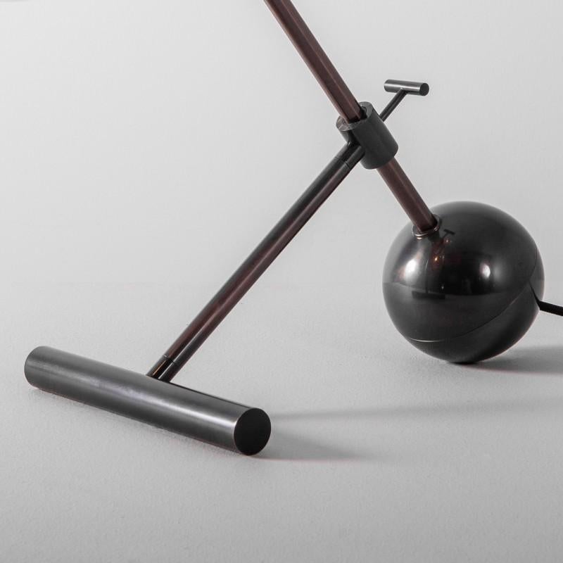 Metal Zosia Black Gunmetal Table Lamp by Schwung For Sale