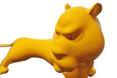 Bronze Tiger Sculpture in Mustard Yellow. Limited edition. Ship Fast.