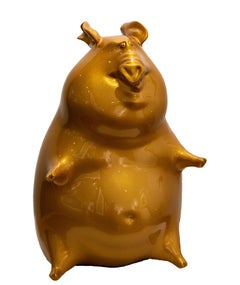 Chinese Zodiac Pig Sculpture in Gold. Limited edition available. Ship Fast.