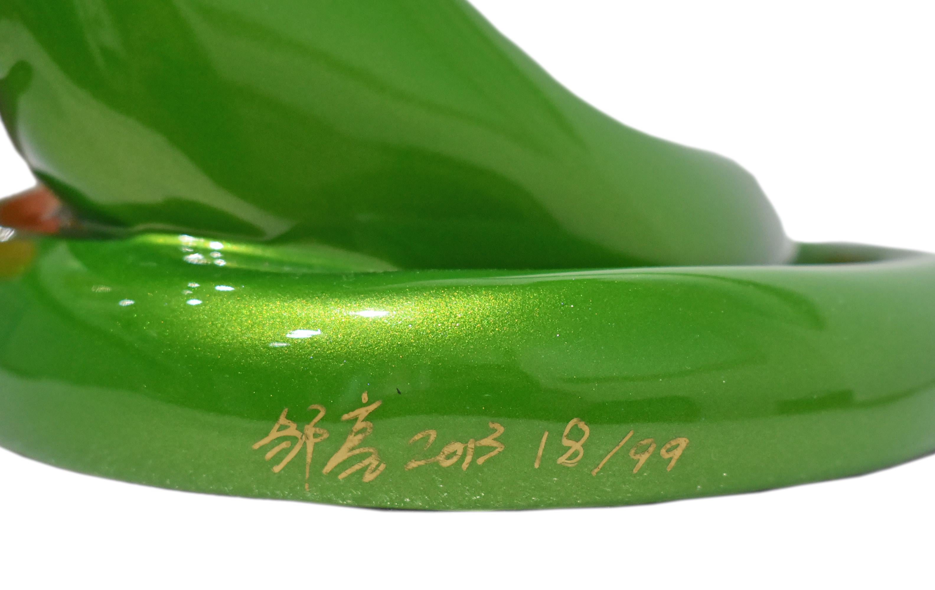 Chinese Zodiac Snake Sculpture in Emerald. Limited edition available. Ship Fast. For Sale 3