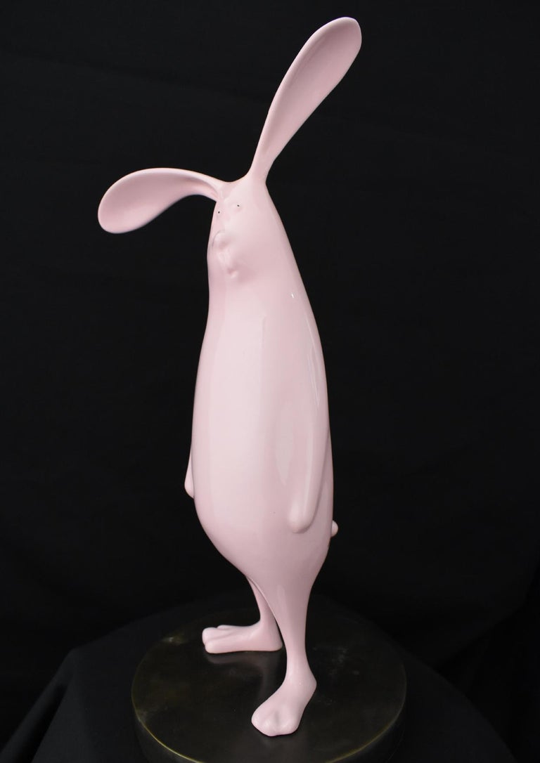 Chinese Zodiac Rabbit Sculpture in Pink. Limited edition available. Ship Fast. For Sale 1