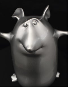 Chinese Zodiac Rat Sculpture in Shivery Silver. Limited edition. Ship Fast.