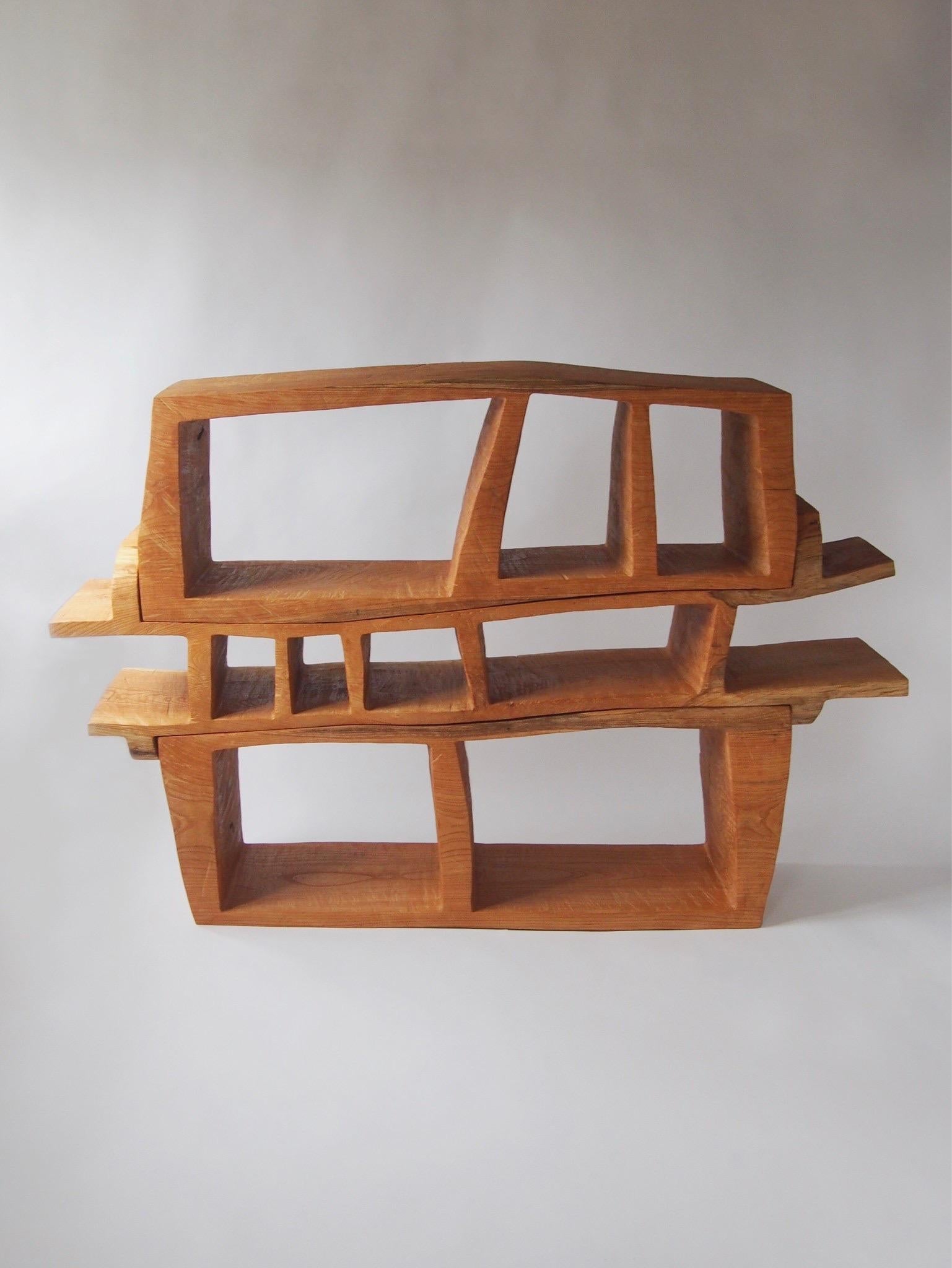 Name: Forest house
Sculptural table by Zougei carved furniture
Material: Zelkova
This shelf consists of three separate shelves. 

This work is carved from log with some kinds of chainsaws.
Most of wood used for Nishimura's works are unable to use