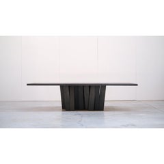 Burnt Iroko Wood Rectangular Table with Rectangular Beam Base by Arno Declercq