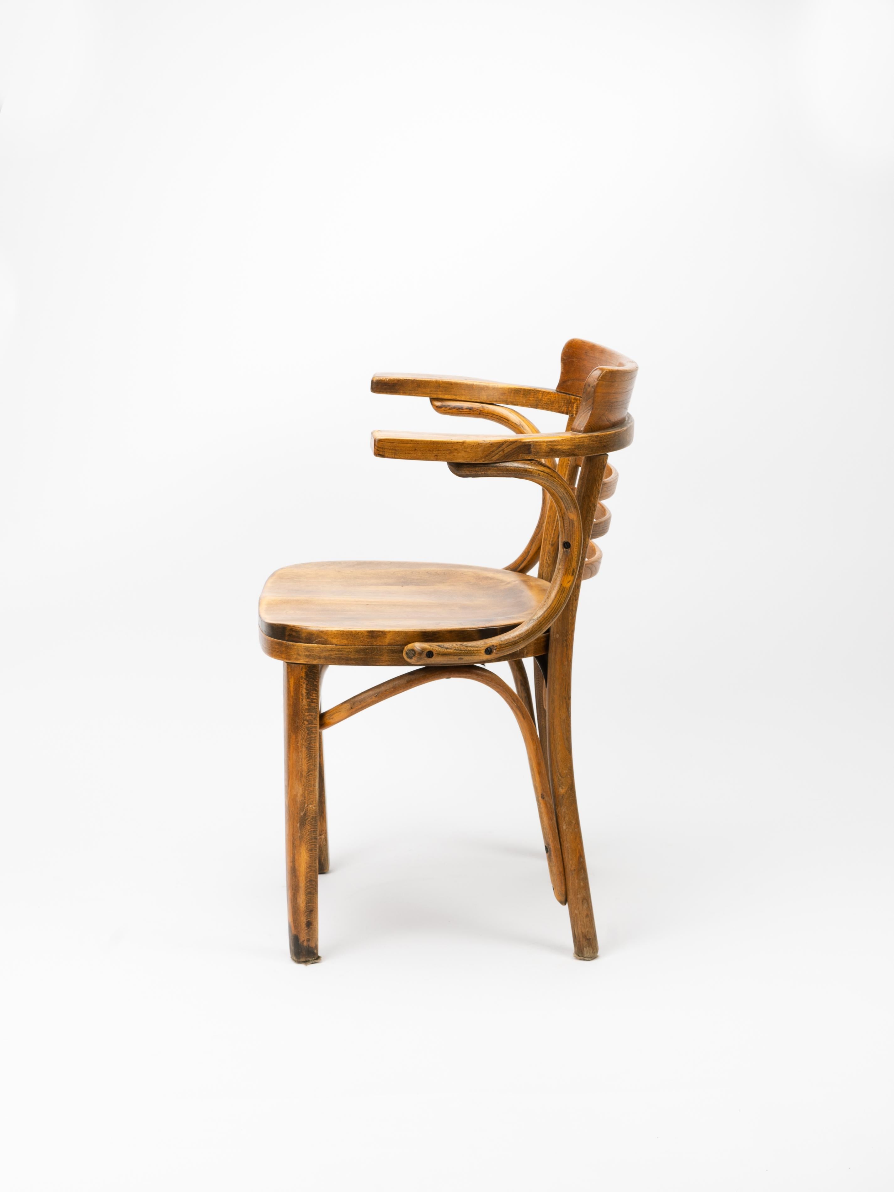 Mid-Century Modern ZPM Radomsko for Thonet Bentwood Cafe Armchair For Sale