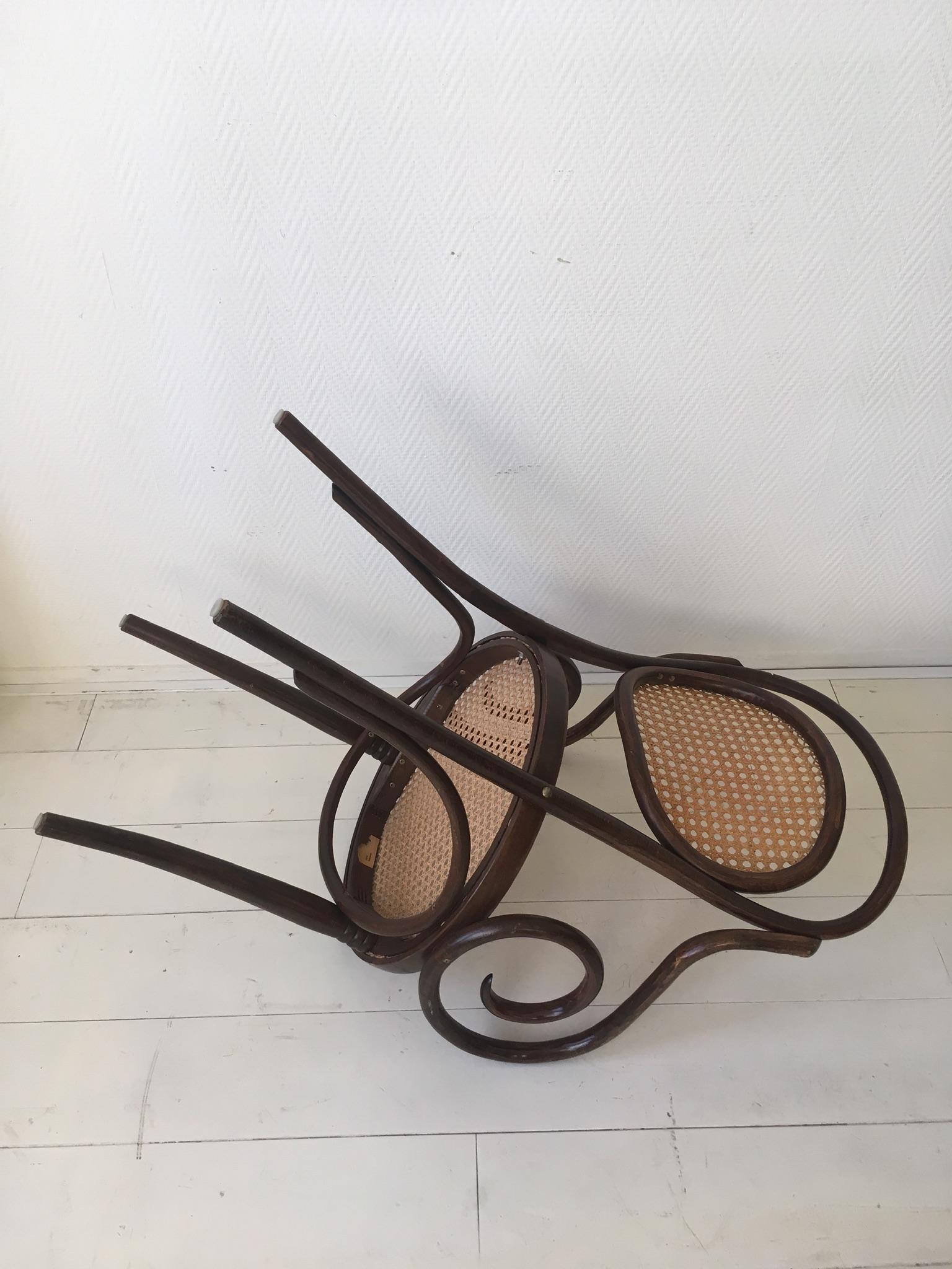 ZPM Radomsko, Former Thonet, No. 11 Bentwood and Rattan Dining Room Chairs 2