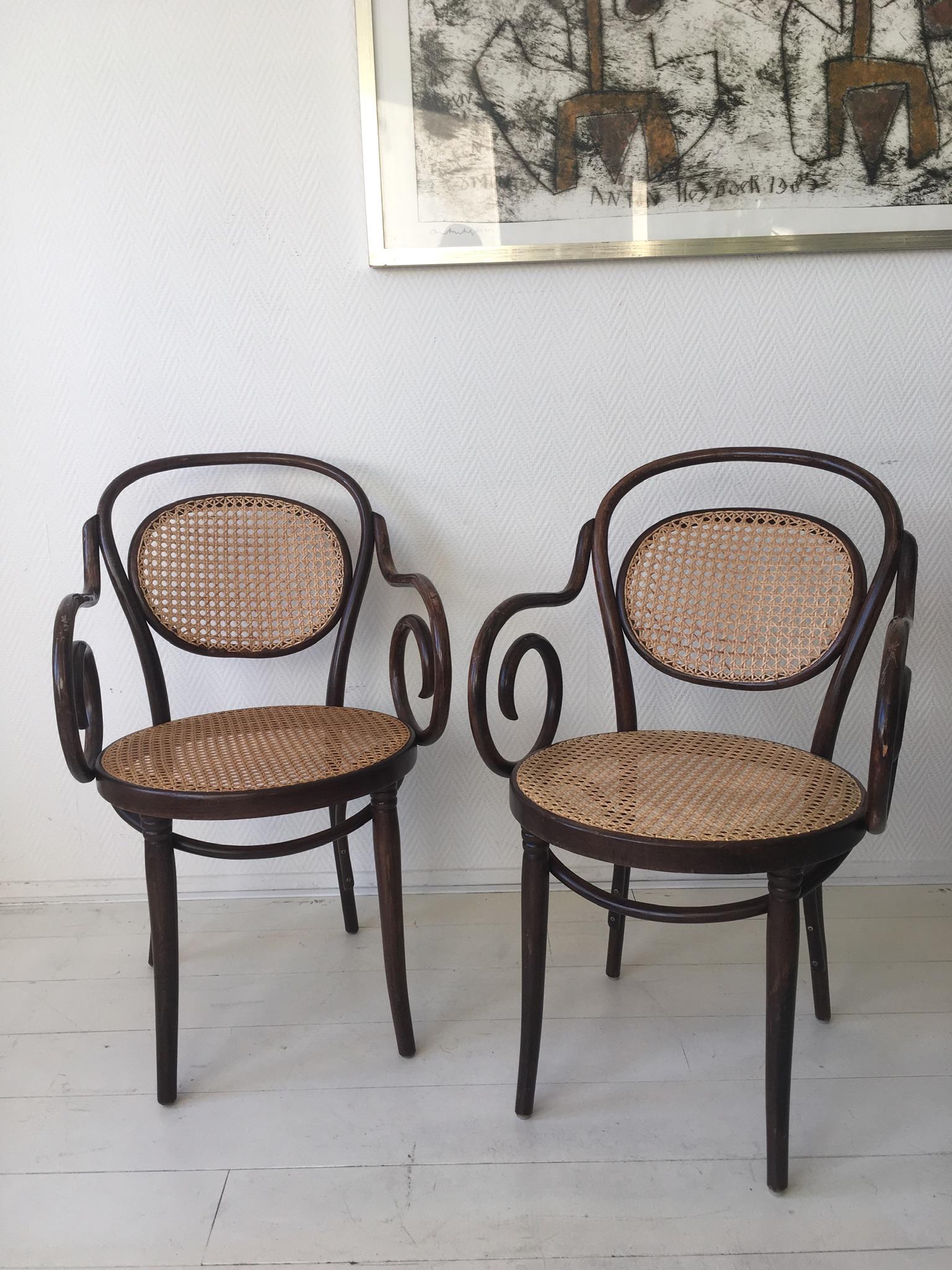 ZPM Radomsko, Former Thonet, No. 11 Bentwood and Rattan Dining Room Chairs 3