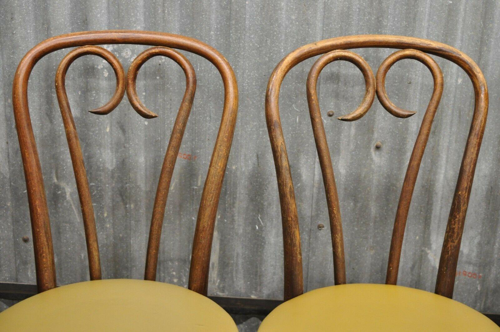 Victorian ZPM Radomsko Poland Bentwood Sweetheart Bistro Dining Chairs - Set of 4
