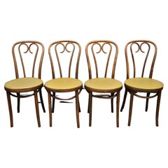 ZPM Radomsko Poland Bentwood Sweetheart Bistro Dining Chairs - Set of 4