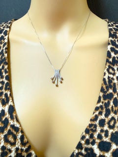 ZRW 10k White Gold .65 Carat White & Cognac Diamond Cascading Bar Necklace