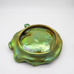 ZSOLNAY 1915 Ungarn Jugendstil Schale Hummer 7 Schlange Eosin irisierend grün glasiert