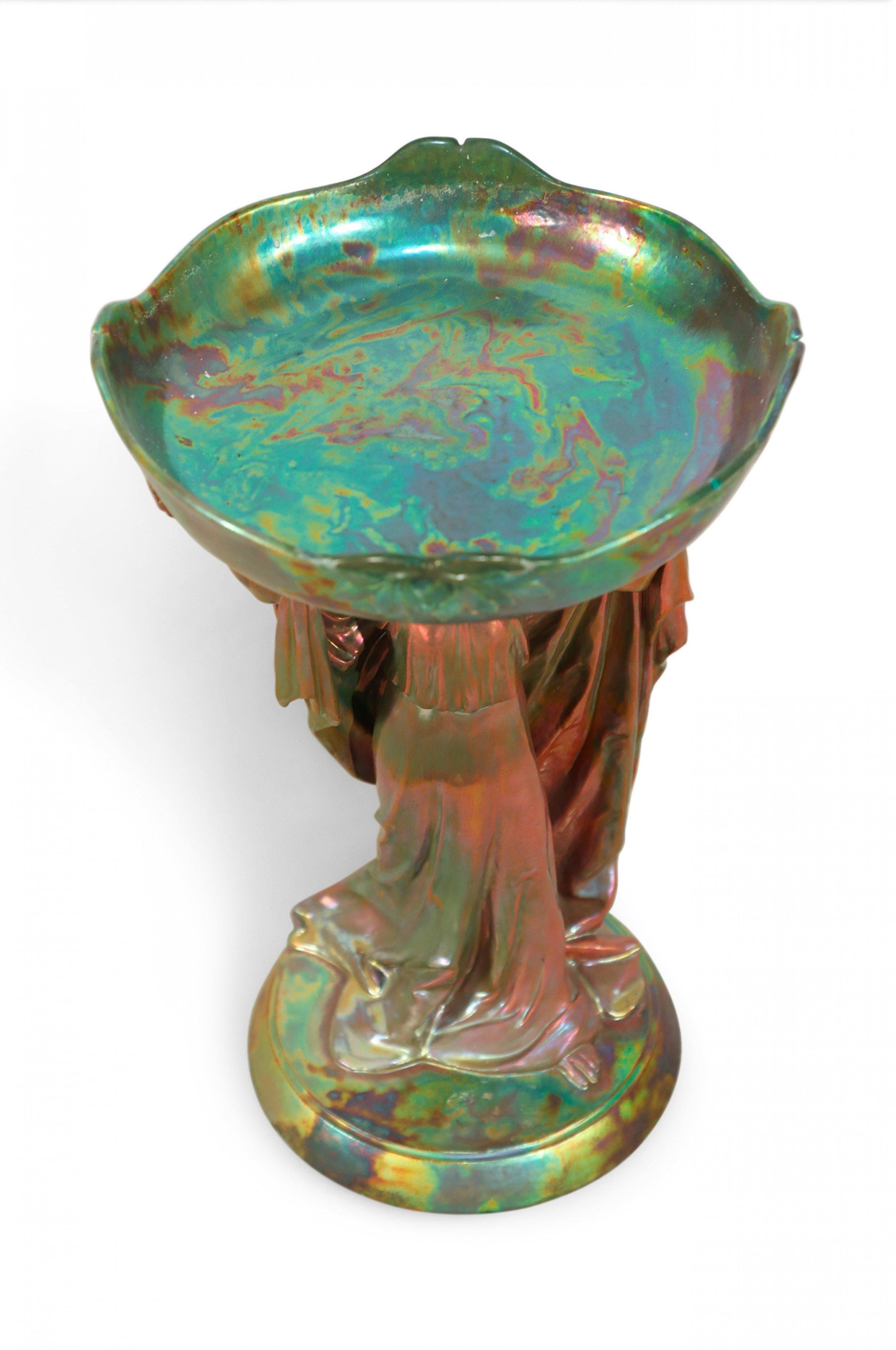 Art Nouveau Zsolnay Opalescent Porcelain Centerpiece In Good Condition For Sale In New York, NY