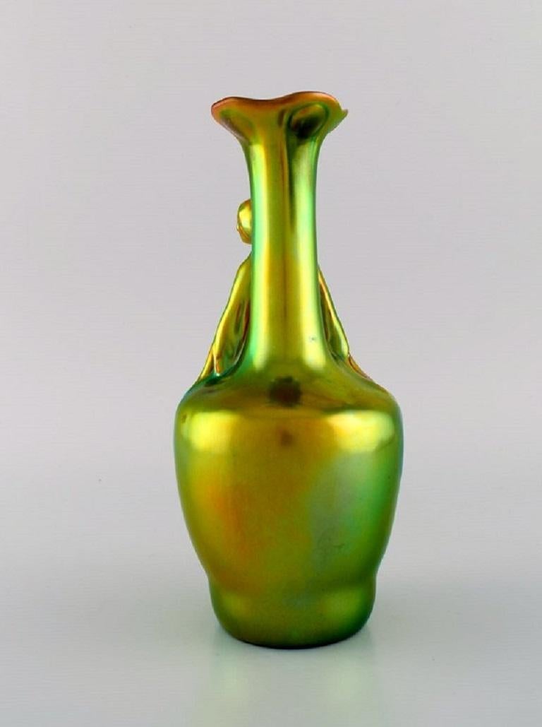 Hungarian Zsolnay Art Nouveau Vase in Glazed Ceramics Modelled with Sitting Woman For Sale