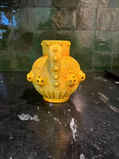 Zsolnay Bright Yellow and Ochre Glazed Globular Earthenware Ewer