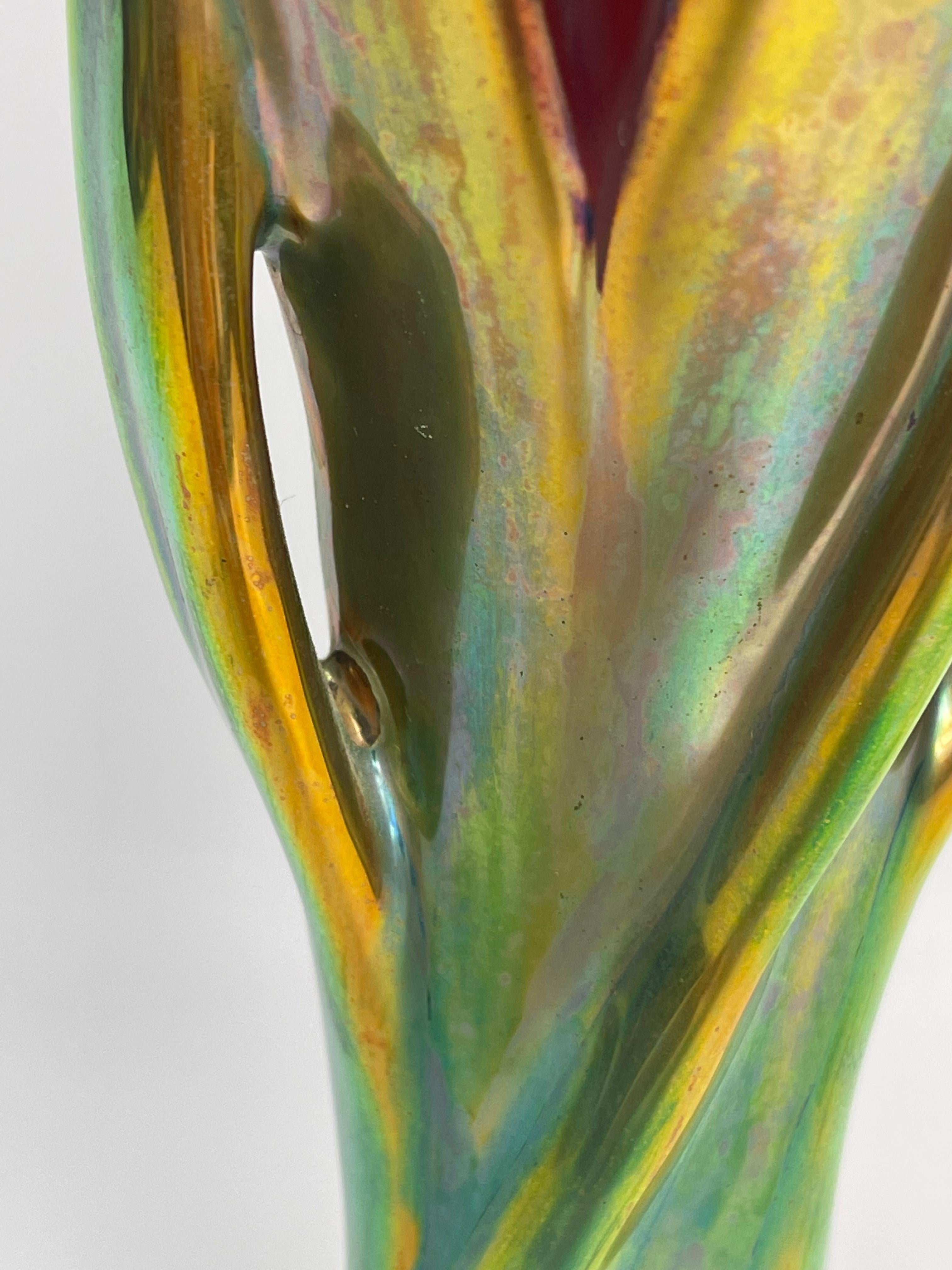 Zsolnay Pecs Art Nouveau Vase métallique en éosine Excellent état - En vente à NANTES, FR