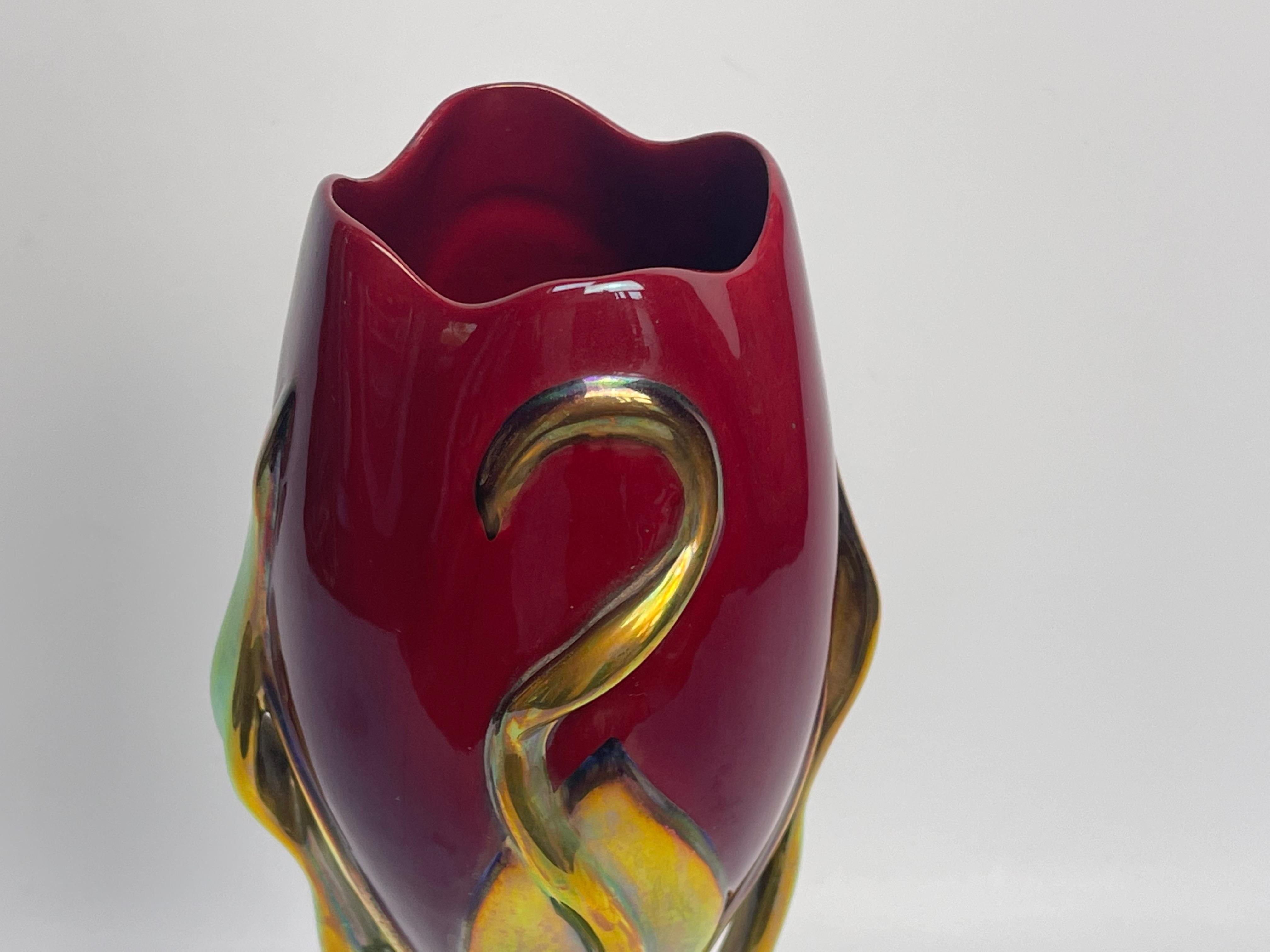 Céramique Zsolnay Pecs Art Nouveau Vase métallique en éosine en vente