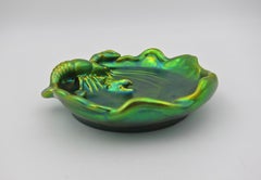 Zsolnay Pecs Crayfish and Snake Card Tray with Metallic Eosin Glaze