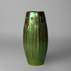 Zsolnay Pecs Janos Torok Art Nouveau Eosin Glazed Pottery Vase Signed C1910
