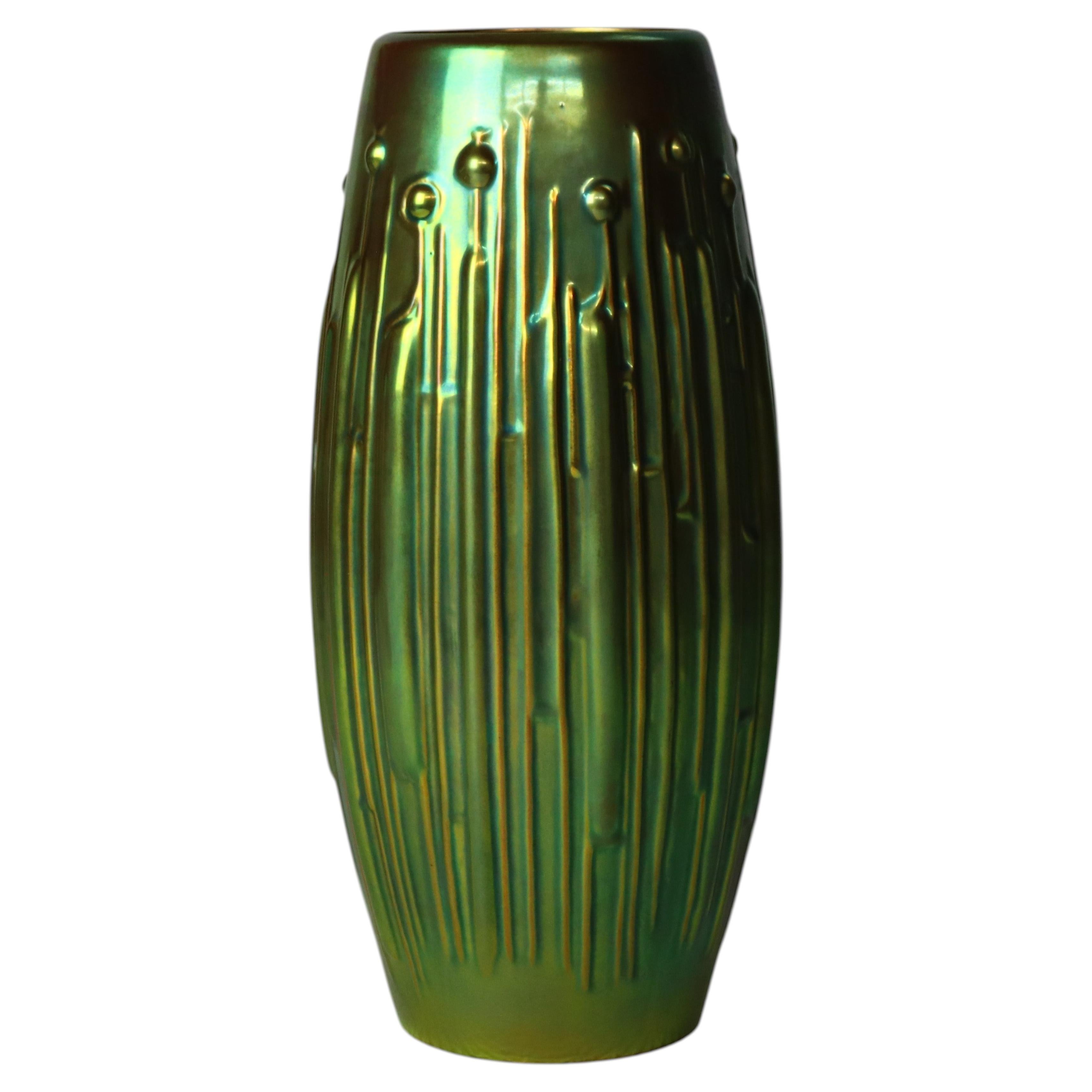 Zsolnay Pecs Janos Torok Art Nouveau Eosin Glazed Pottery Vase Signed C1910