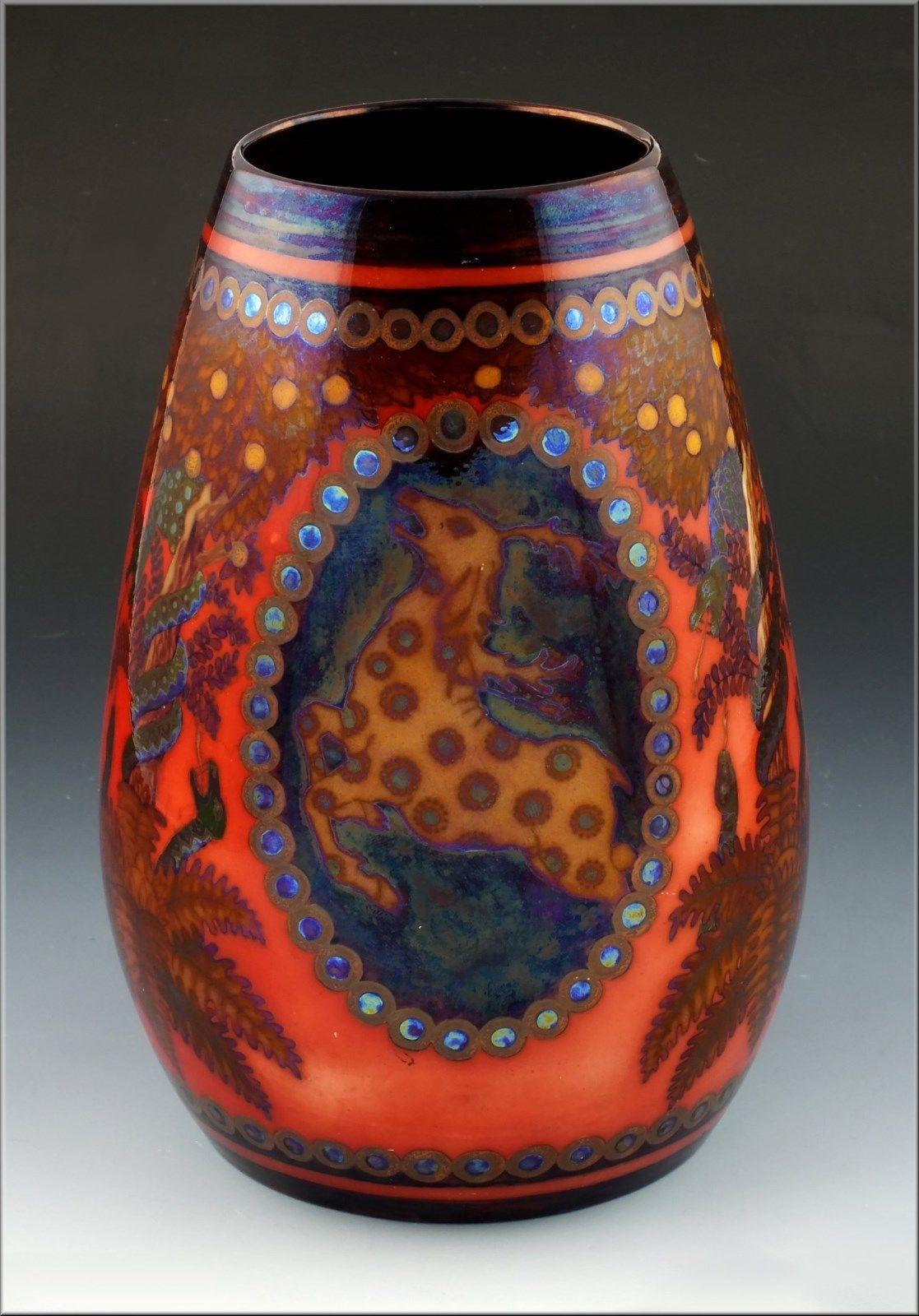 European Zsolnay Pecs Raised Mark Art Pottery Eosin Glaze Vase with American Indian