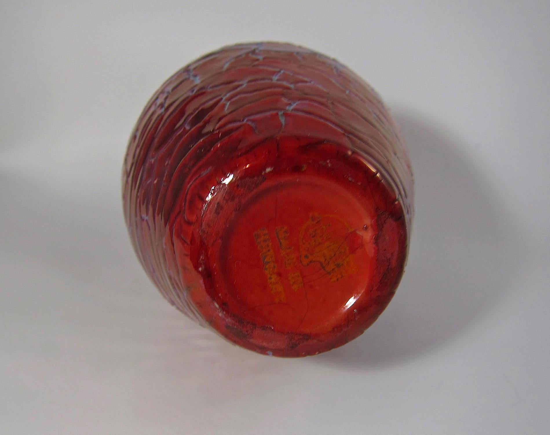 Zsolnay Vase with Crackled Red Eosin Iridescent Metallic Glaze In Good Condition For Sale In Los Angeles, CA