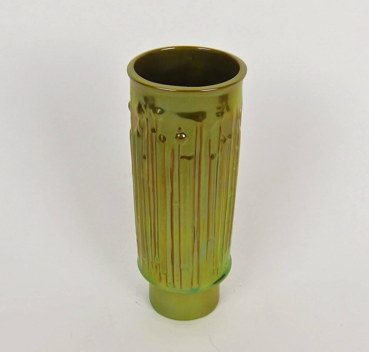 Contemporary Modernist Zsolnay Pecs Vase with Metallic Eosin Glaze