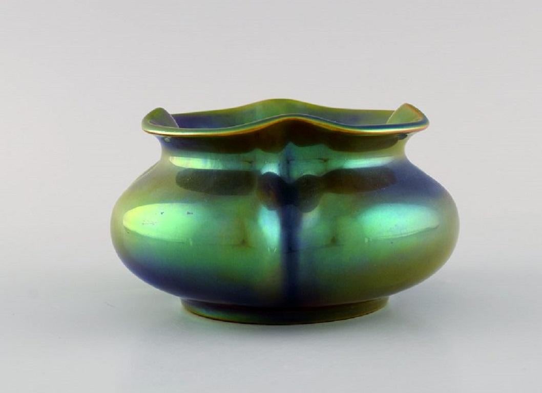 Mid-Century Modern Zsolnay Vase in Glazed Ceramics, Beautiful Eosin Glaze, 1970s / 80s