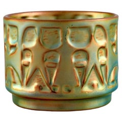 Zsolnay Vase in Glazed Ceramics Modelled with Dancing People