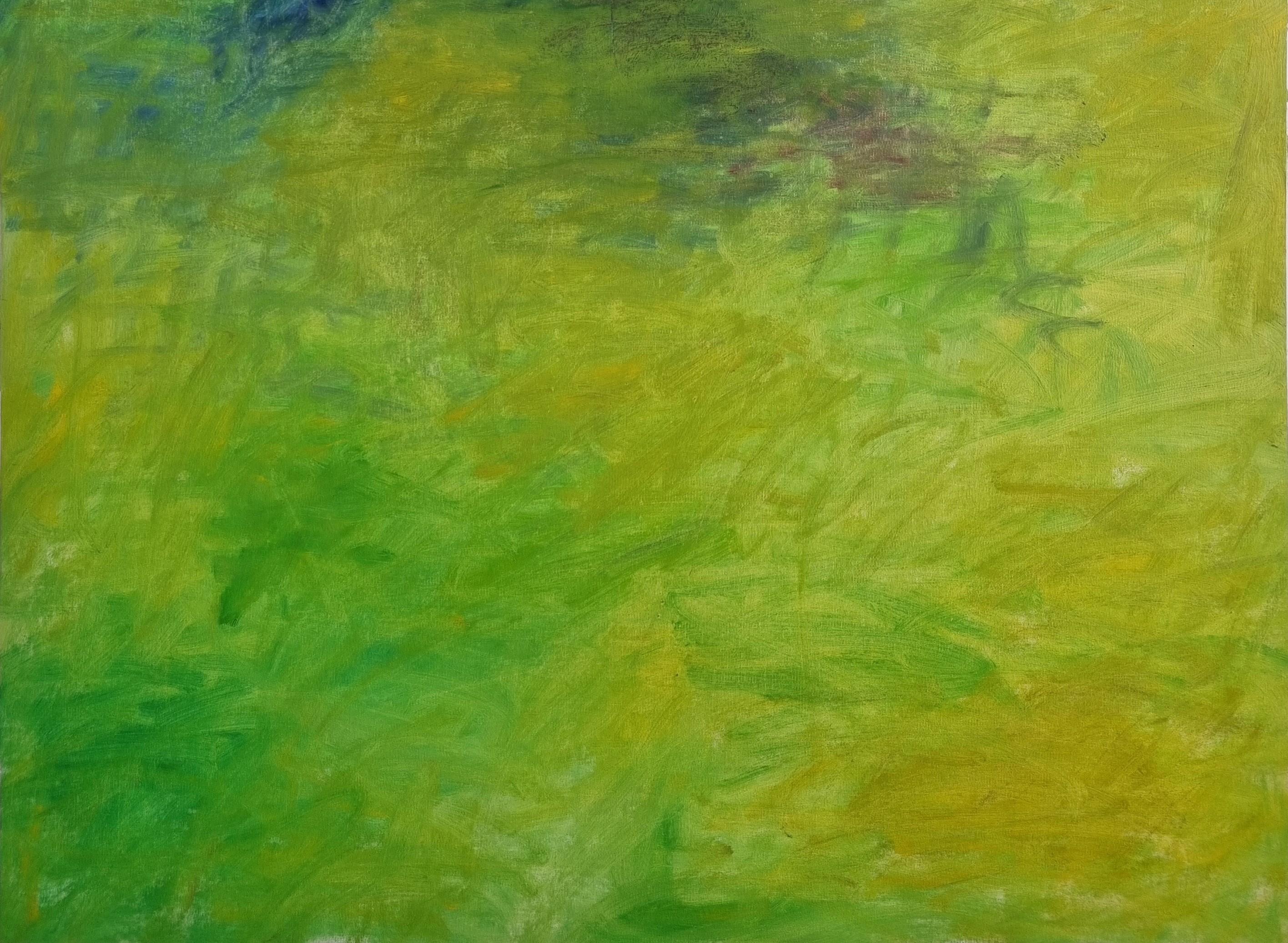 Body in the Field 1 - 21st Century, Landscape, Green, Blue, Painting For Sale 2