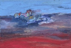Body in the Field #1 - Body, blue, red, landscape, painting