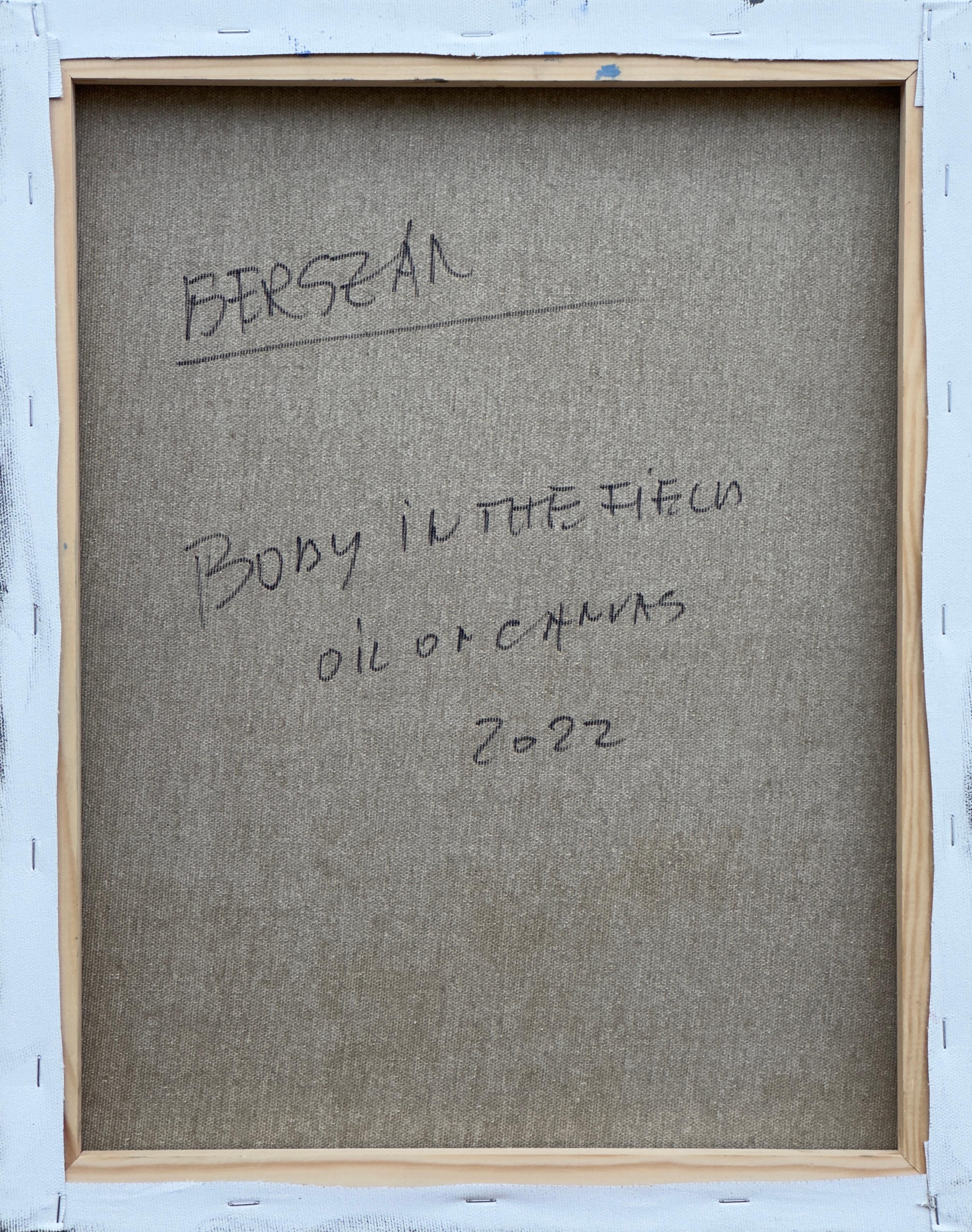 Body in the Field #1, 2022
oil on canvas
19 ¹¹/₁₆ H x 15 ³/₄ W in.
50 H x 40 W cm

Zsolt Berszán embodies in his works the dissolution of the human body through the prism of the fragment, the body in pieces, and the skeletal carcass. It is the bone