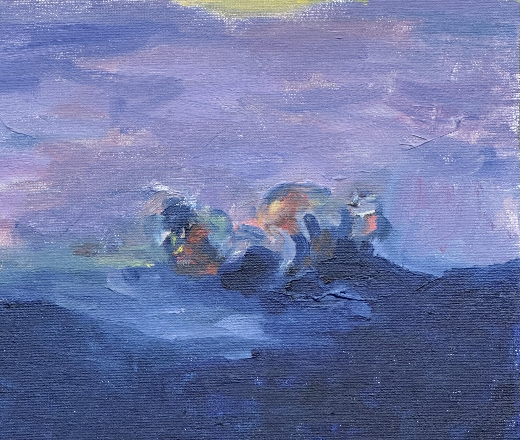 Cuerpo en el campo #10 - Siglo XXI, pintura al óleo, paisaje, amarillo, azul - Painting Expresionismo abstracto de Zsolt Berszán