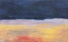 Body in the Field #11 - 21st Century, oil painting, landscape, bleu, red