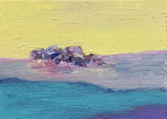 Body in the Field #13 - 21st Century, oil painting, landscape, violet, yellow