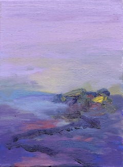 Body in the Field #14 - 21st Century, oil painting, landscape, violet