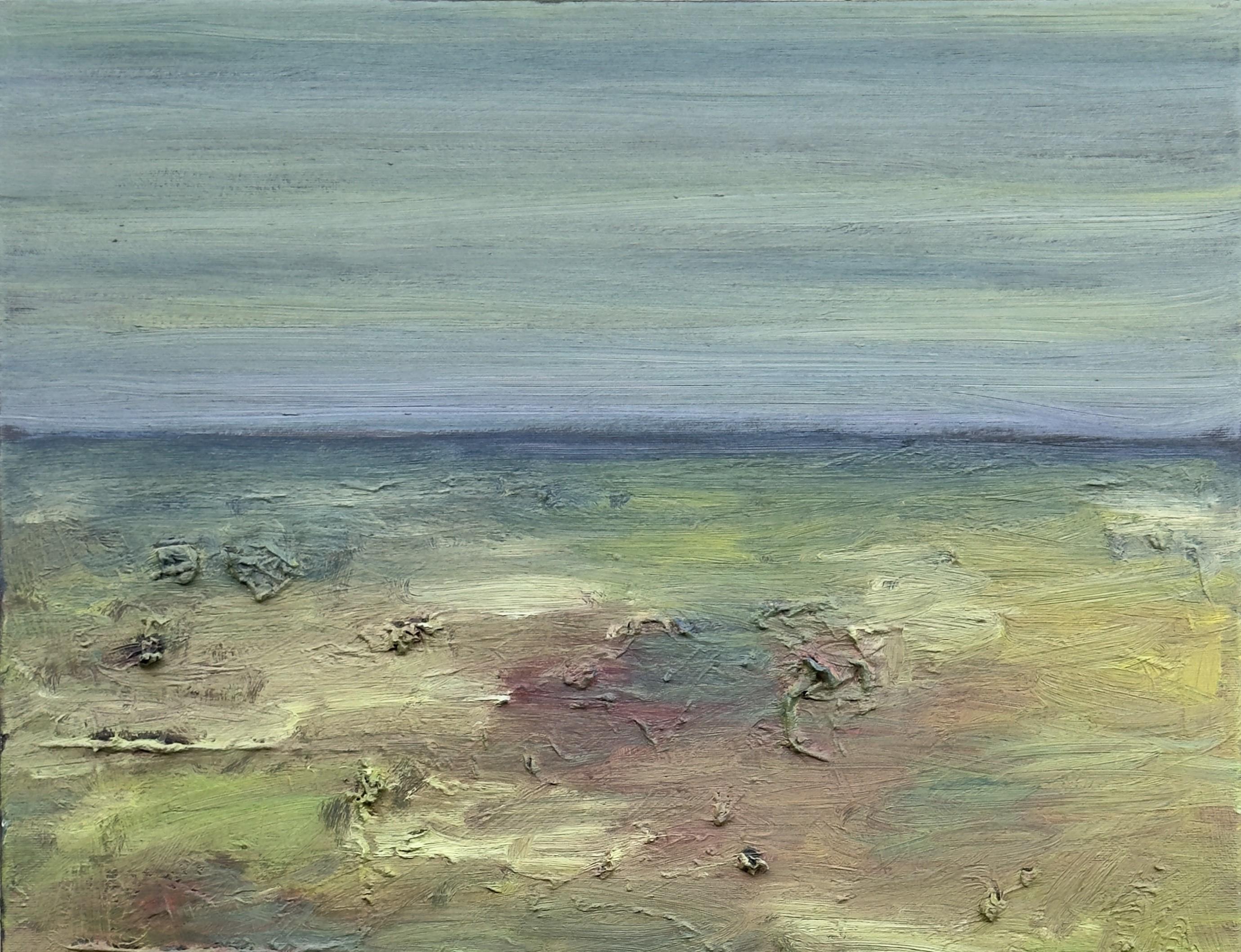 Corpo in campo #2 - 21° secolo, pittura astratta, paesaggio, verde, giallo - Painting di Zsolt Berszán