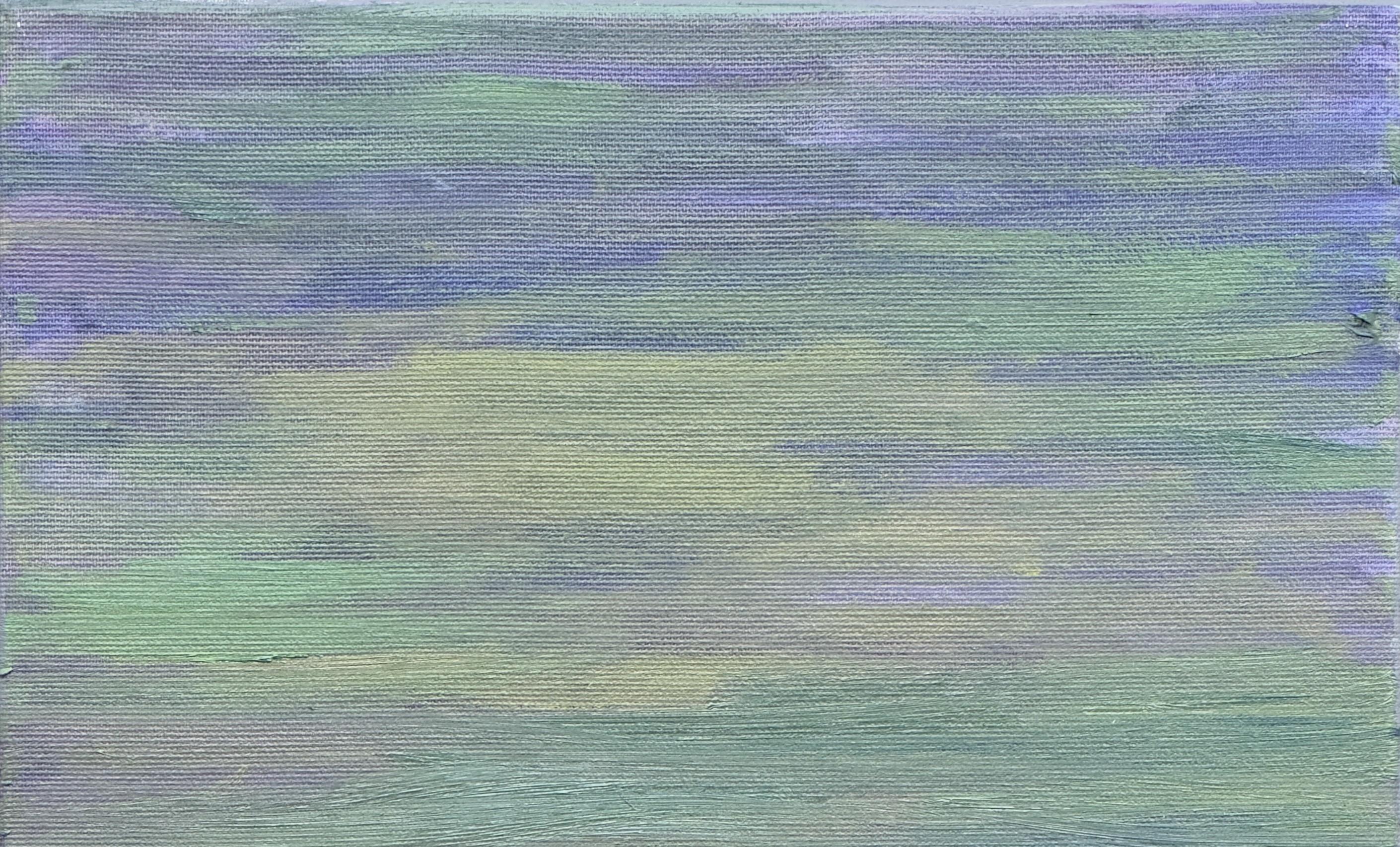Corpo in campo #2 - 21° secolo, pittura a olio, paesaggio, verde, blu - Painting di Zsolt Berszán