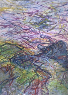 Body in the Field n°4, 21e siècle, peinture abstraite, vert, jaune, bleu