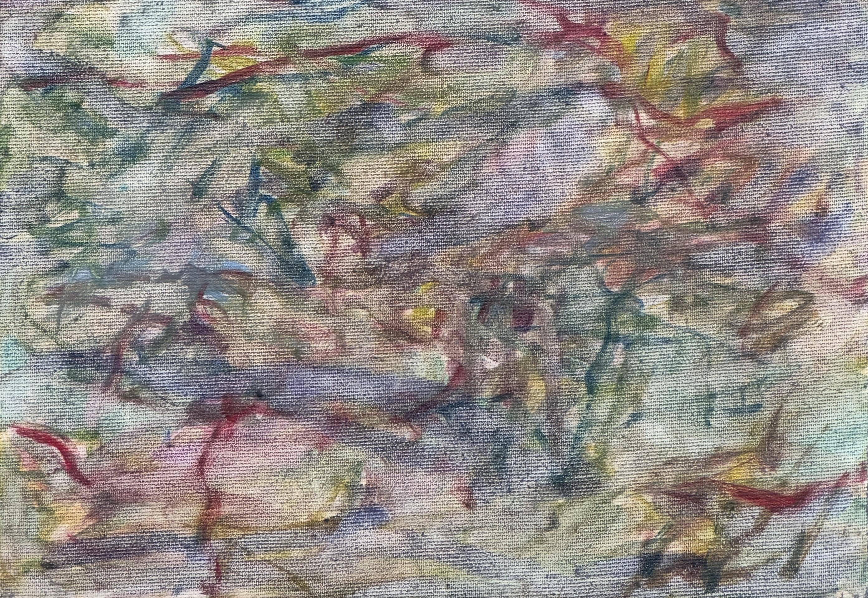 Corpo in campo #4 - 21° secolo, pittura, paesaggio, rosso, verde, blu - Painting Contemporaneo di Zsolt Berszán