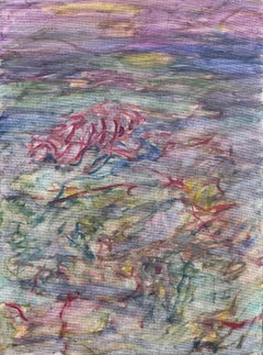 Cuerpo en el campo #4 - Siglo XXI, pintura, paisaje, rojo, verde, azul