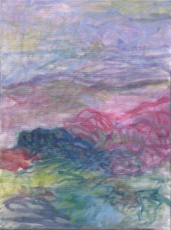 Cuerpo en el campo #5 - Siglo XXI, pintura, paisaje, rojo, verde, azul