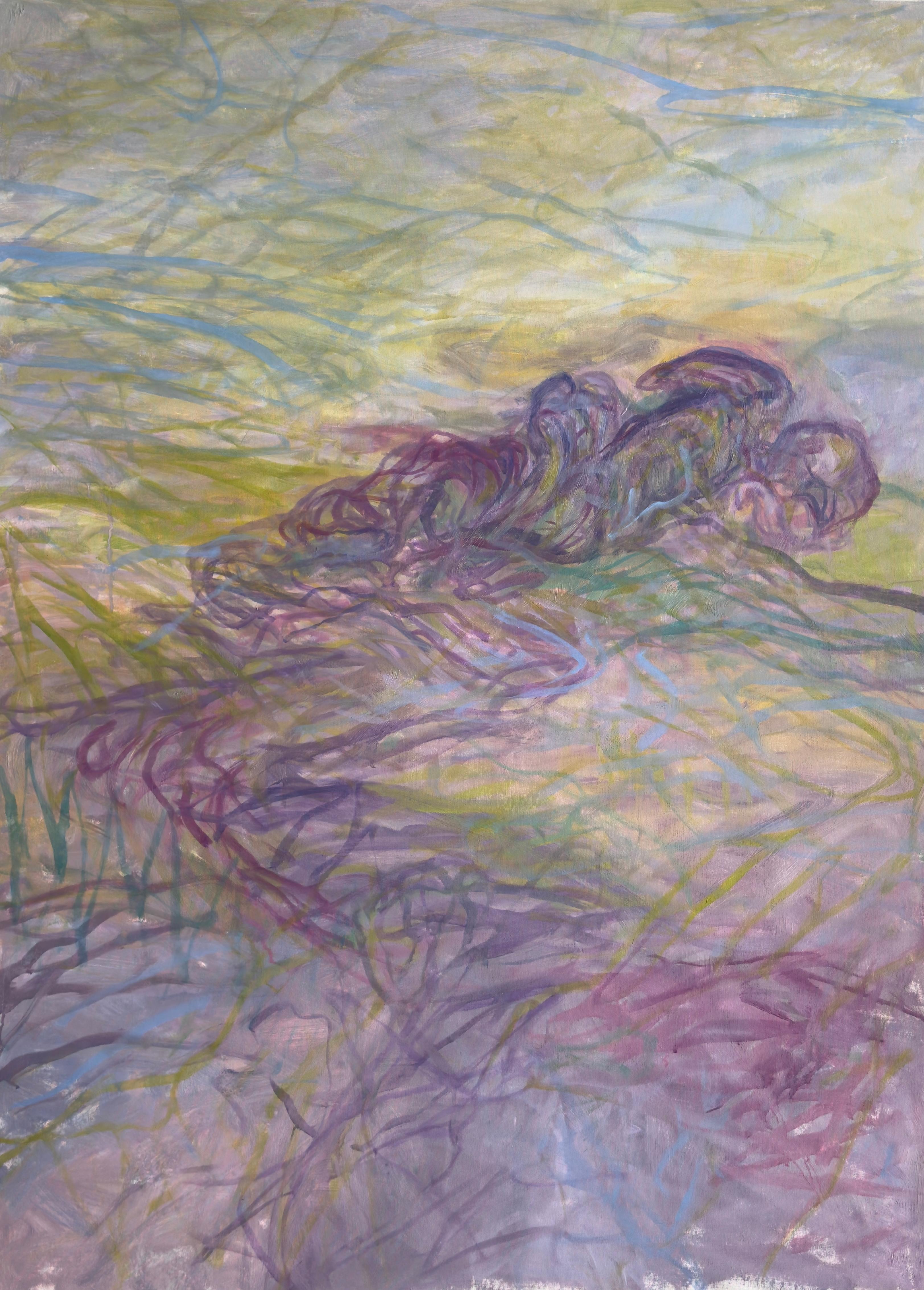 Zsolt Berszán Abstract Painting – Body in the Field #5 - Zeitgenössische Kunst, abstrakte Malerei, Landschaft, gelb