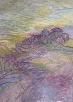 Body in the Field #5 - Art contemporain, peinture abstraite, paysage, jaune