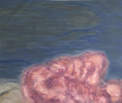 Body in the Field #7 - Contemporary painting, figurative, landscape, blue, red